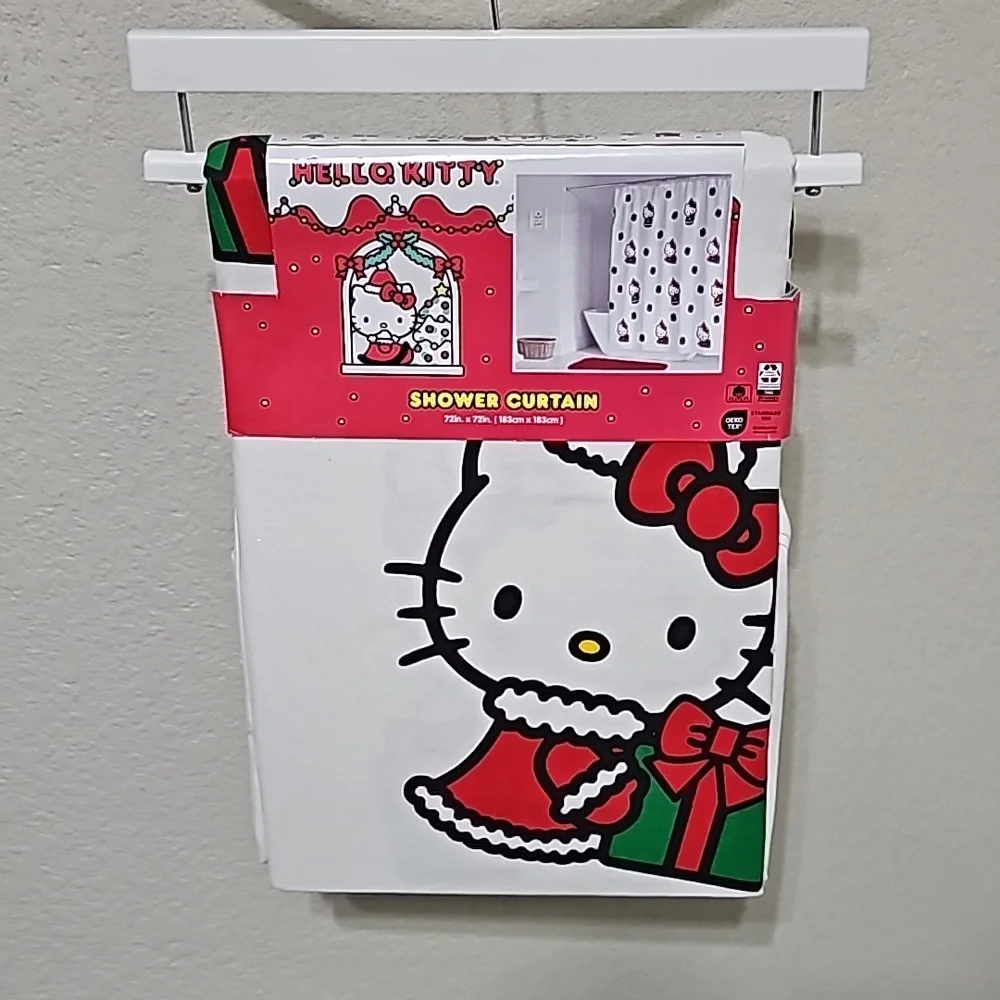 Hello Kitty Christmas Shower Curtain Red & Green HK with Presents 72